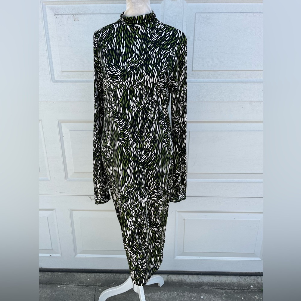 Women's Tory Burch midi mock neck silk dress long sleeves M